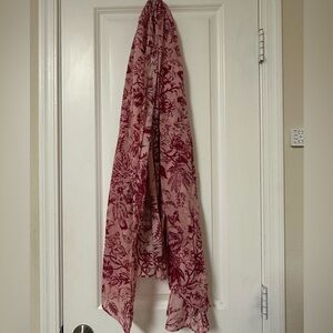 Raspberry and Mauve Floral Scarf/Sarong